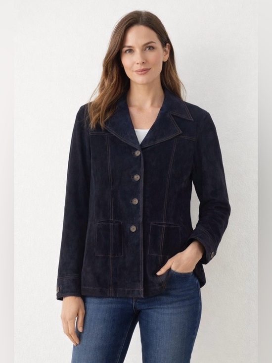 G 111 Jackets & Blazers - Leather Black Jacket Women Size PM Pockets Elegant Chic Classic Dark Feminine